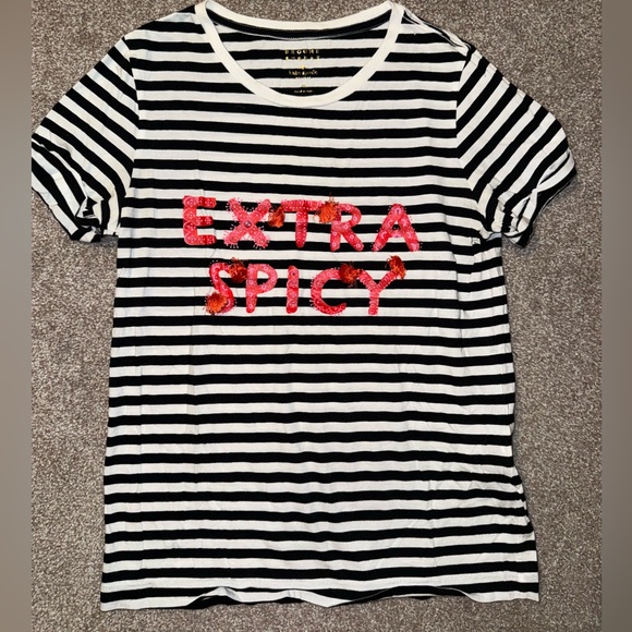 kate spade Tops - Kate Spade New York Broome Street Black White Stripe Extra Spicy Tassel Top XS